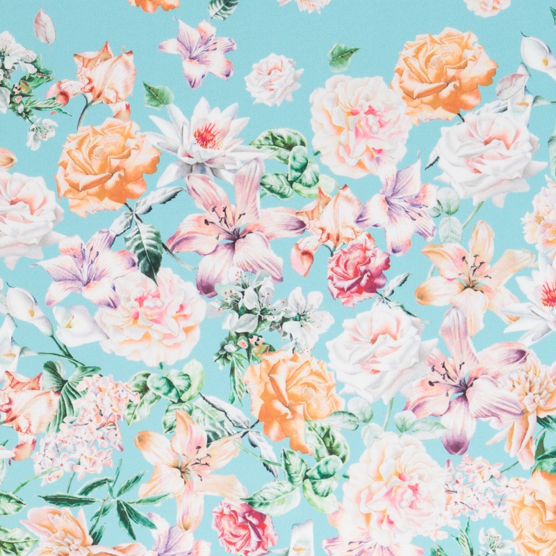 Mikado-Stoff Aquamarin-Bordüre - Ribes y Casals