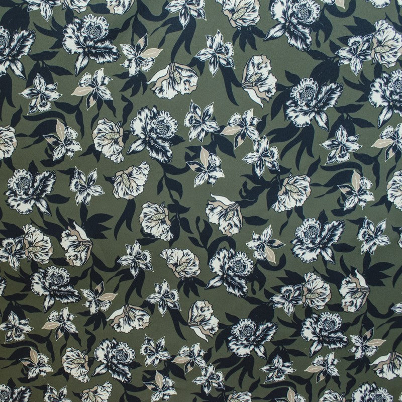 Floraler Mikado-Stoff Khaki Hintergrund - Ribes y Casals