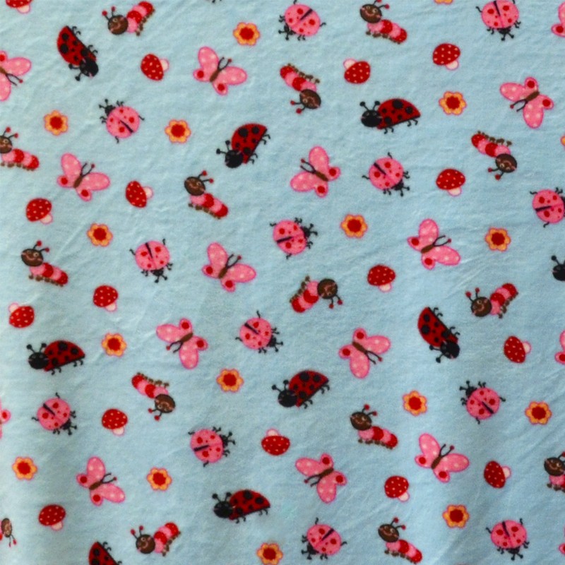 Stoff Minky Bugs Blau - Ribes y Casals