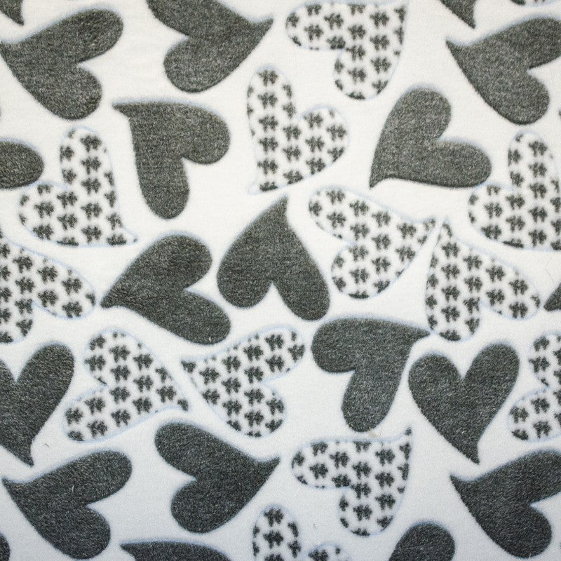 Stoff Minky Hearts Grau - Ribes y Casals