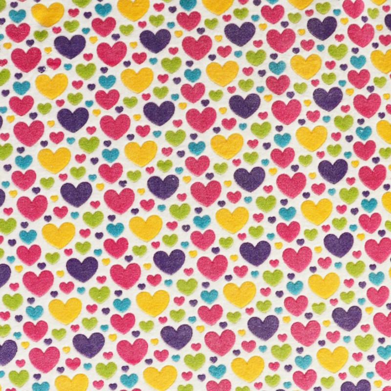 Stoff Minky Multicolour Hearts - Ribes y Casals