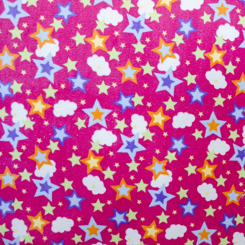 Stoff Minky Sterne Fuchsia Wolken - Ribes y Casals