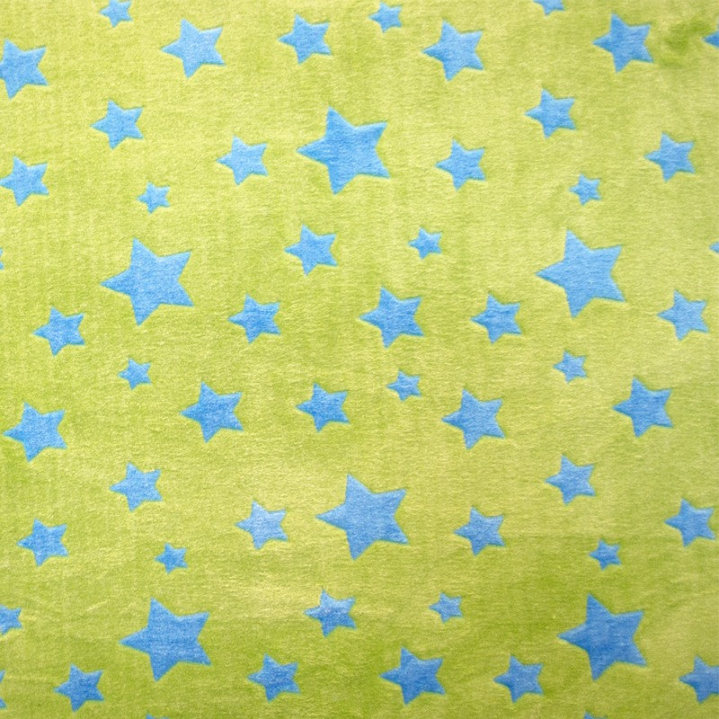 Minky Sterne Minky Stoff Pistazie Blau - Ribes y Casals