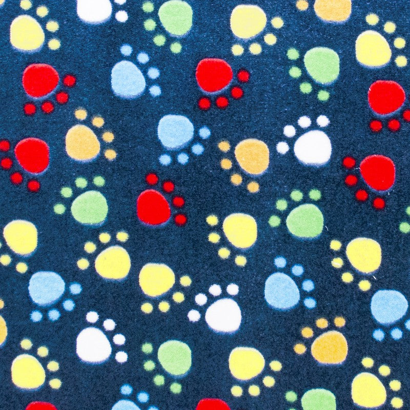 Minky Fußabdrücke Stoff Marineblau Hintergrund - Ribes y Casals