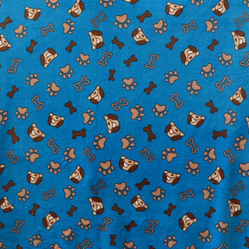 Stoff Minky Doggies Canard Blau - Ribes y Casals