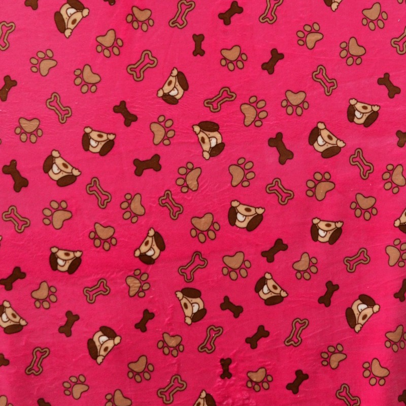 Stoff Minky Doggies Fuchsia - Ribes y Casals