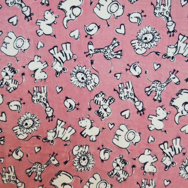 Stoff Minky Zoo Rosa - Ribes y Casals