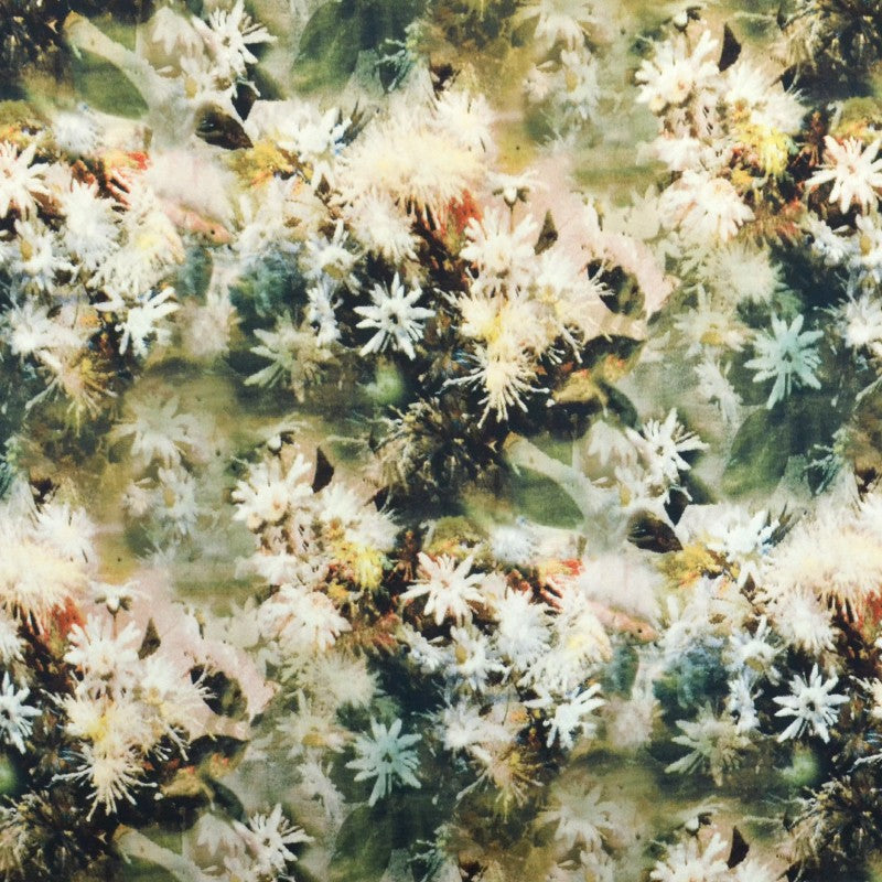 Neopren-Stoff Blumen Grün - Ribes y Casals