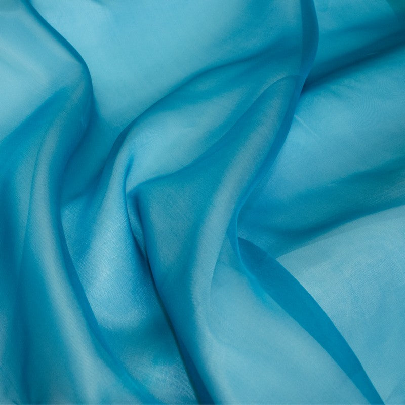 Natürlicher Seiden-Organza-Stoff Aquamarin - Ribes y Casals