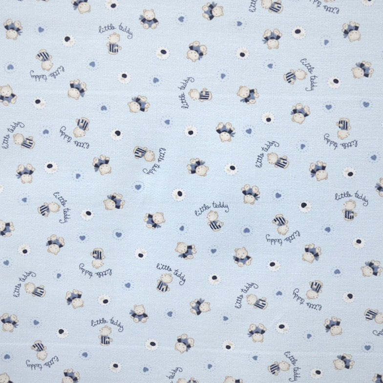 Himmelblau Teddybären bedruckter Kordstoff - Ribes y Casals