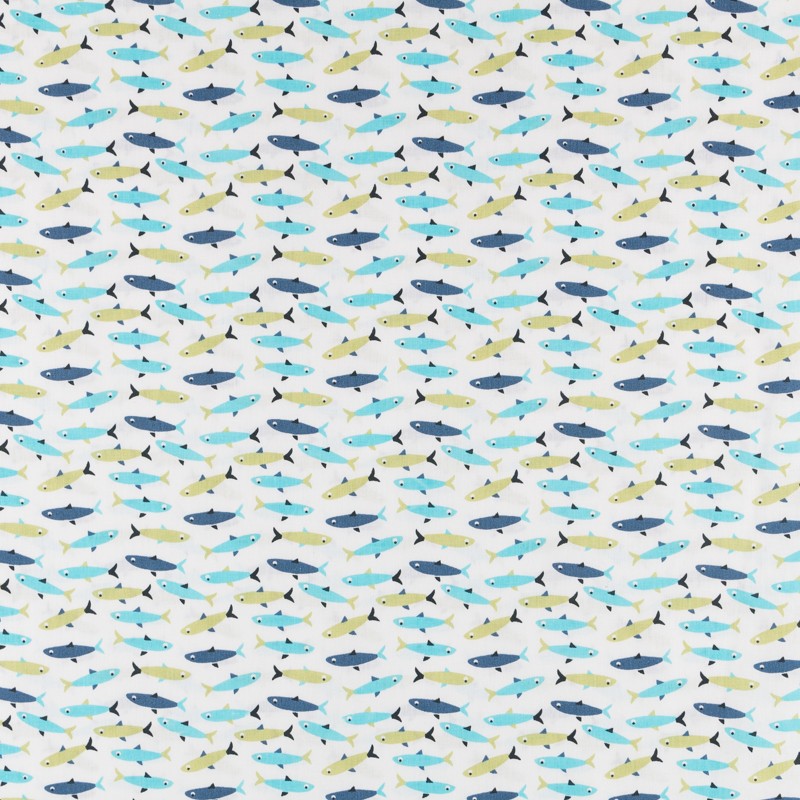 Patchwork-Stoff Aquarium Blau Grün - Ribes y Casals