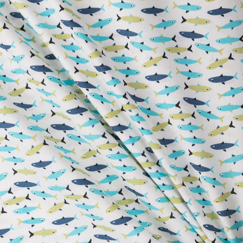 Patchwork-Stoff Aquarium Blau Grün - Ribes y Casals