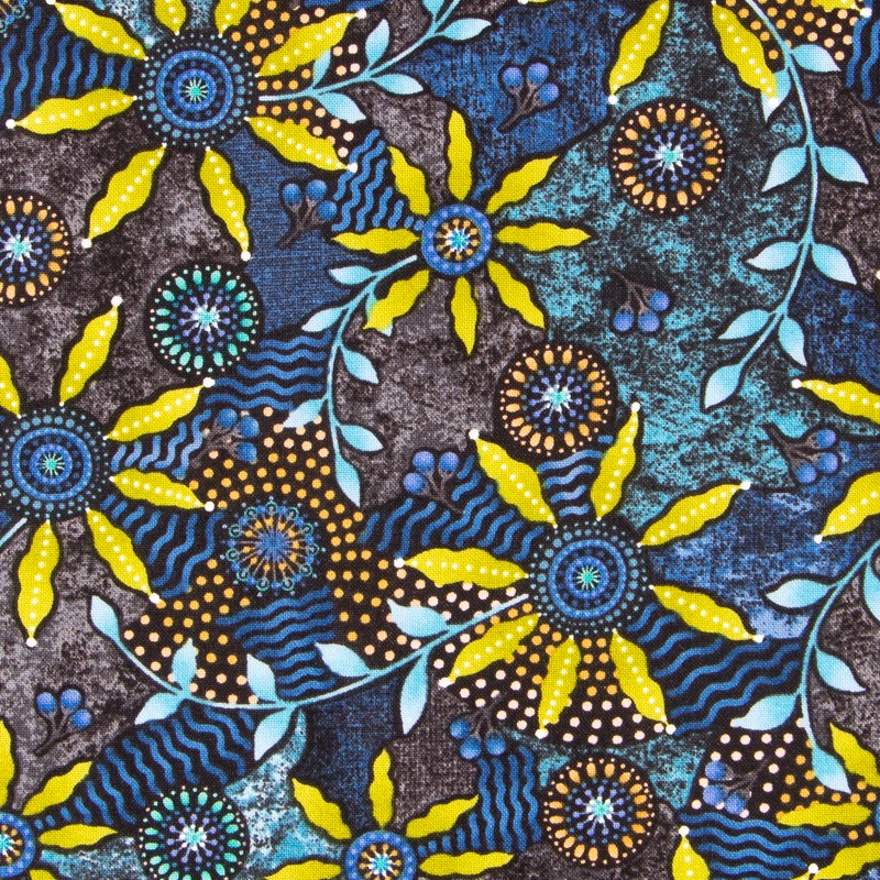 Afrikanischer Patchwork-Stoff Blau - Ribes y Casals