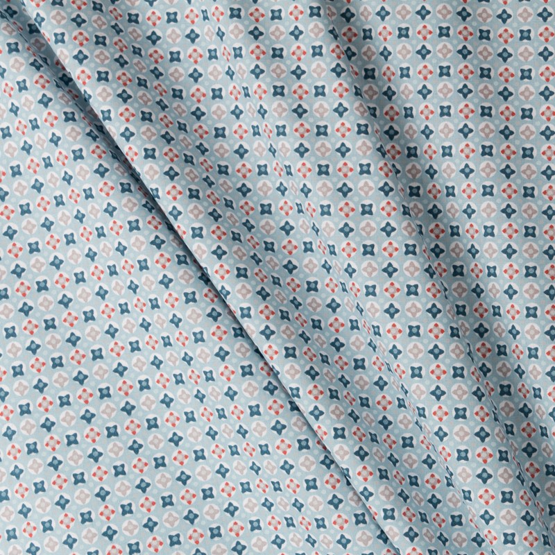 Blauer geometrischer Patchwork-Stoff - Ribes y Casals