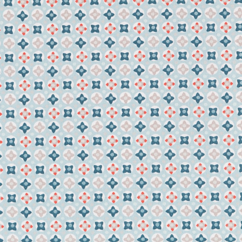 Blauer geometrischer Patchwork-Stoff - Ribes y Casals