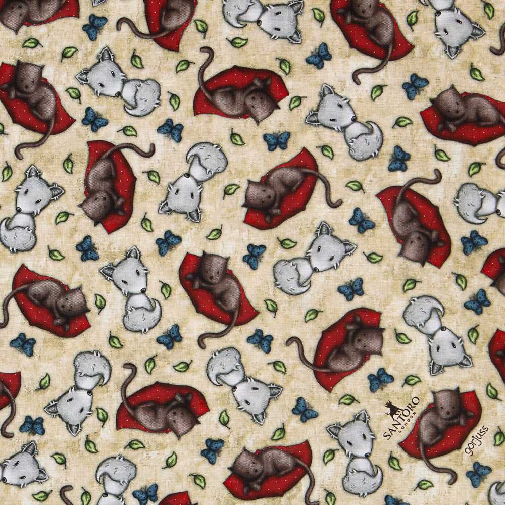 Patchwork-Stoff Gorjuss Kätzchen Beige - Ribes y Casals
