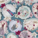 Patchworkstoff Mirabelle Midnight Garden Aquamarin - Ribes y Casals
