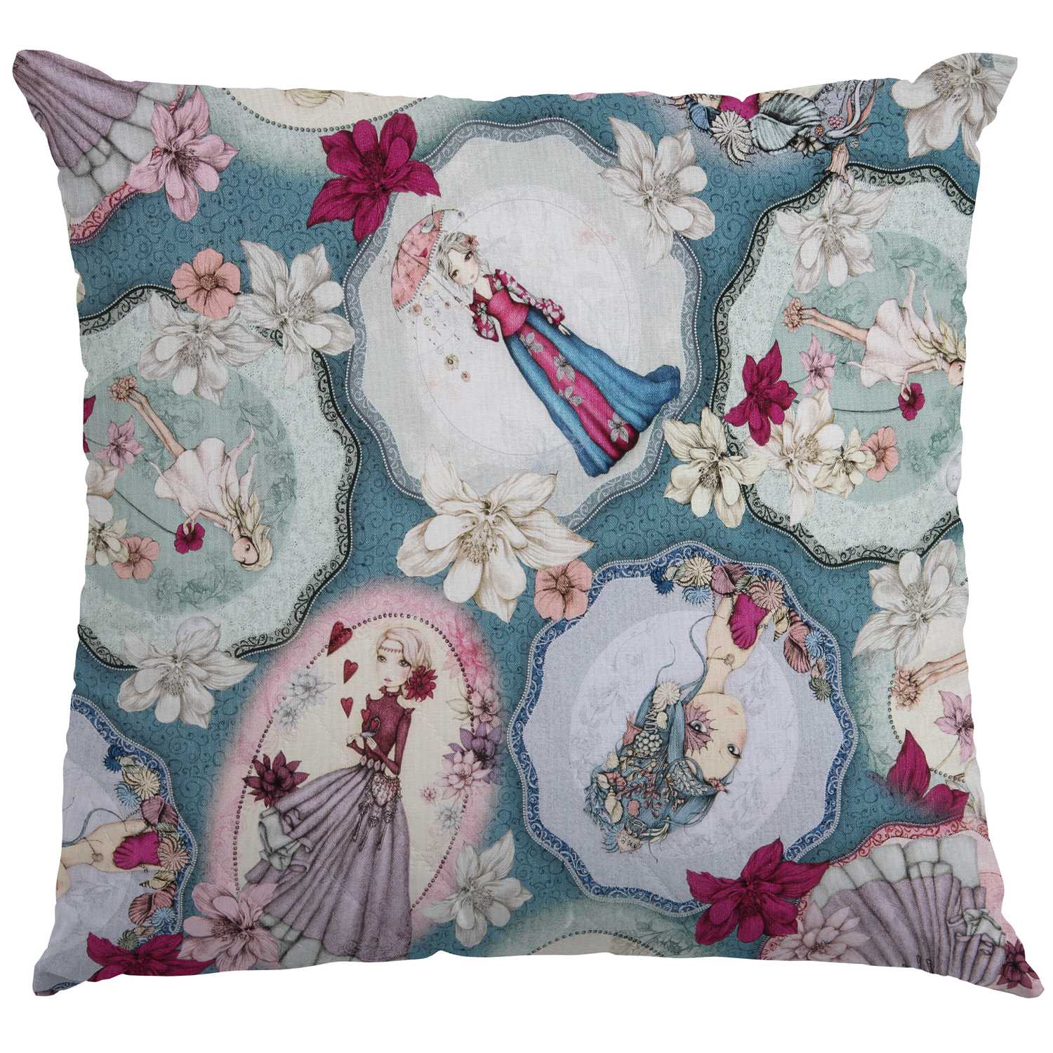 Patchworkstoff Mirabelle Midnight Garden Aquamarin - Ribes y Casals