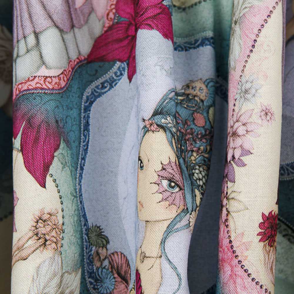 Patchworkstoff Mirabelle Midnight Garden Aquamarin - Ribes y Casals