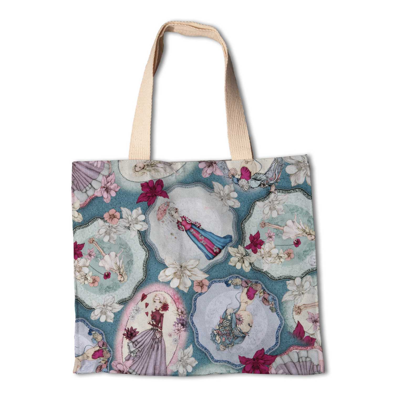 Patchworkstoff Mirabelle Midnight Garden Aquamarin - Ribes y Casals