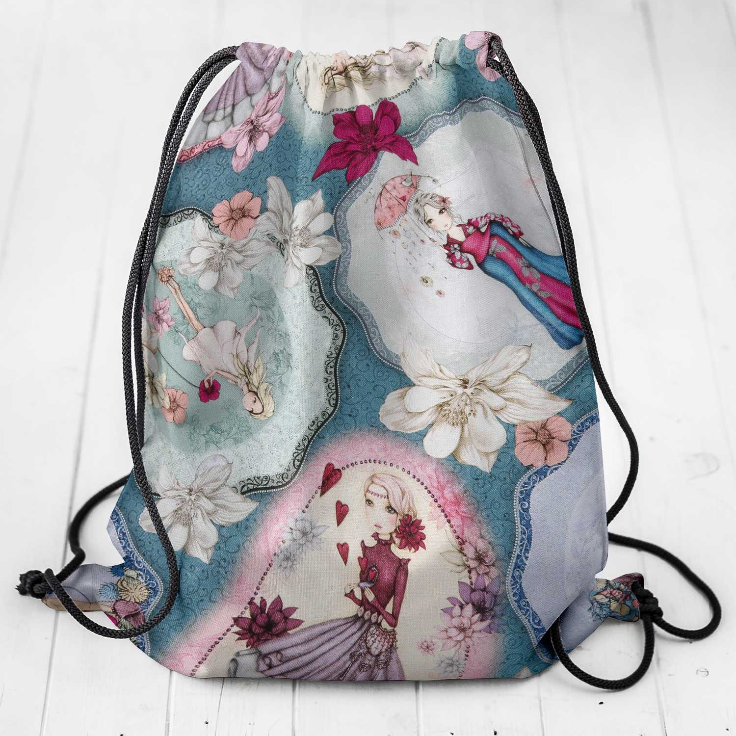 Patchworkstoff Mirabelle Midnight Garden Aquamarin - Ribes y Casals