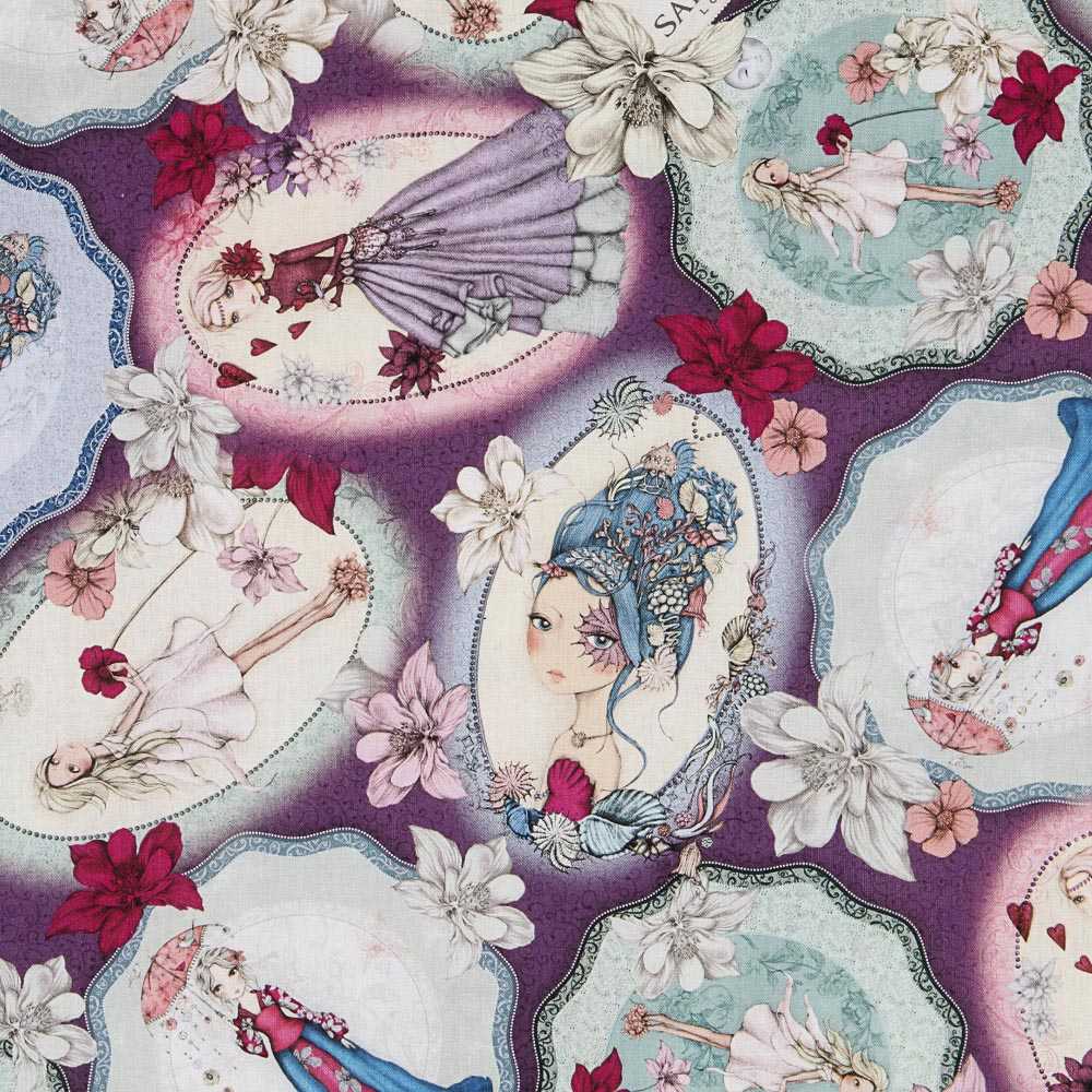 Mirabelle Patchwork-Stoff Midnight Garden Lila - Ribes y Casals