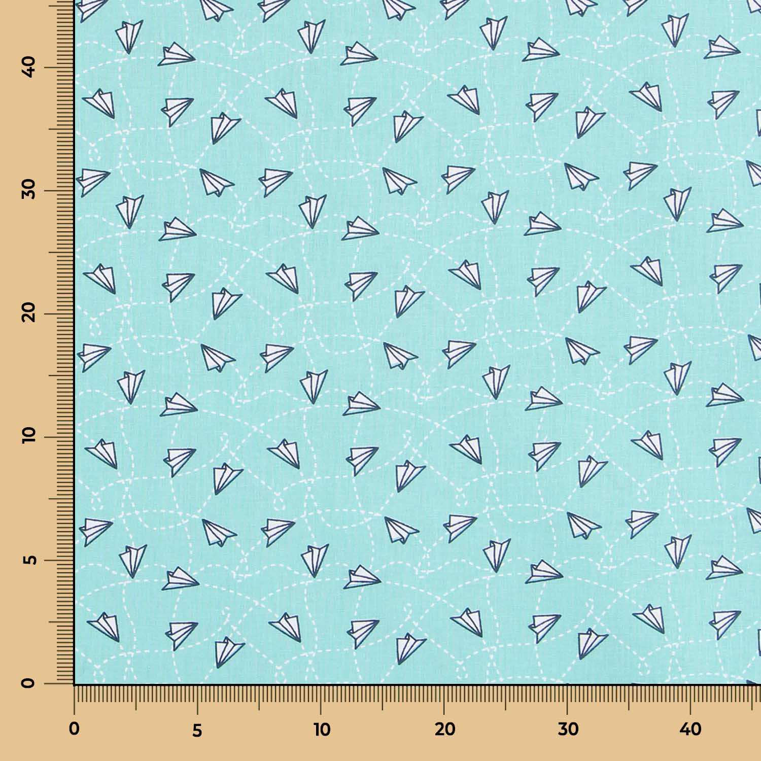 Stoff Patchwork Flugzeuge Wasser Grün - Ribes y Casals
