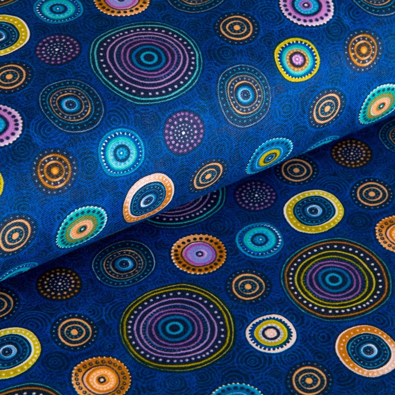 Patchwork-Stoff-Räder Blau - Ribes y Casals