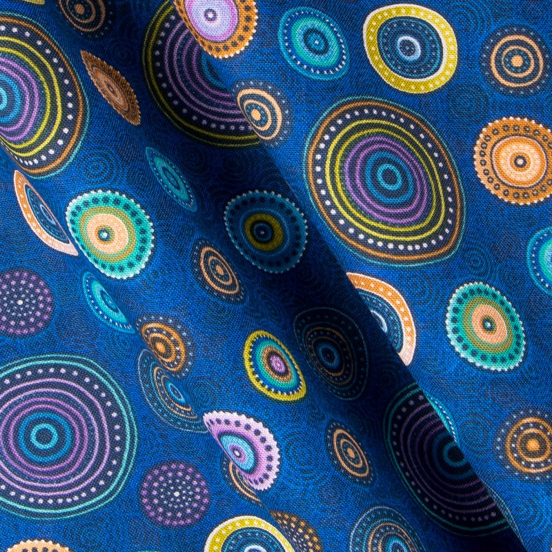 Patchwork-Stoff-Räder Blau - Ribes y Casals