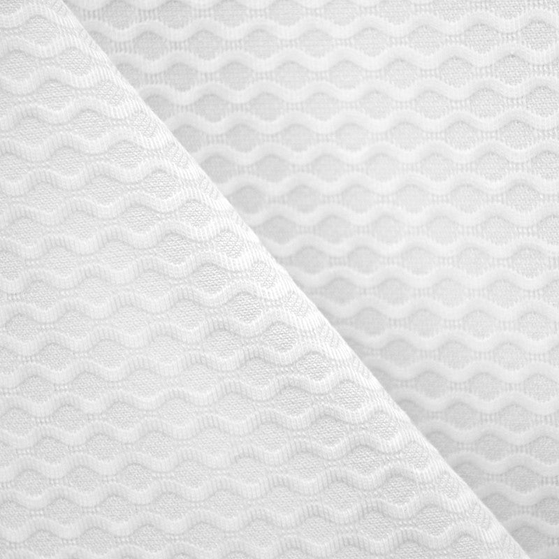 Stoff Pique Baumwolle Cotton Waves Weiß - Ribes y Casals