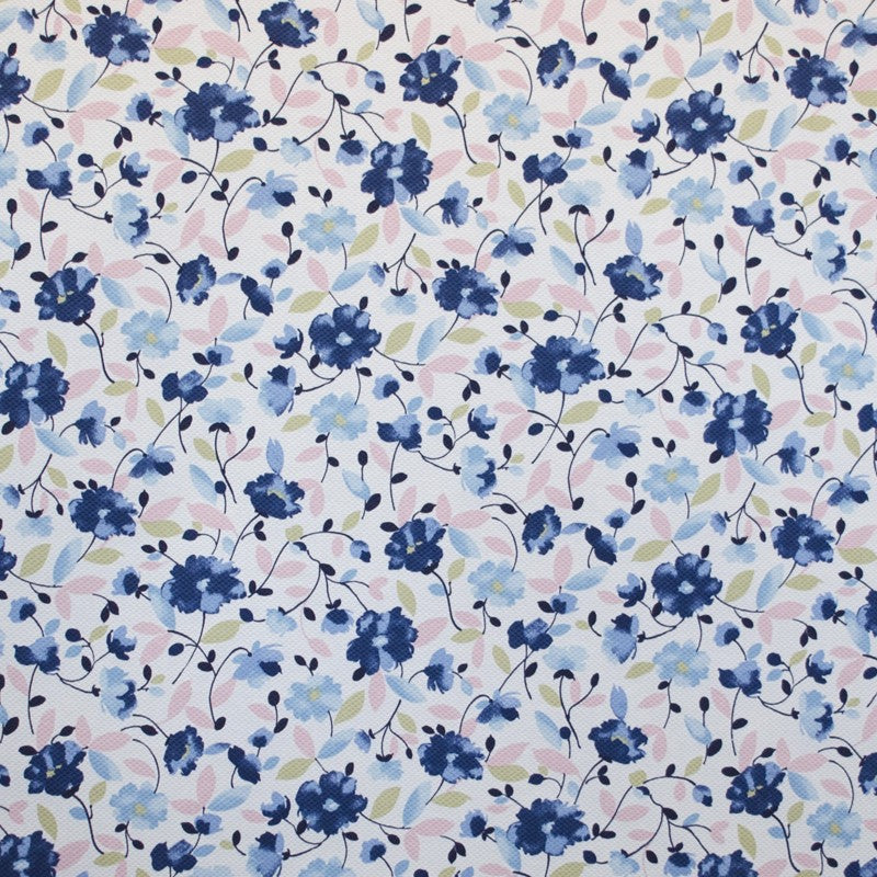 Pique Floral Print Stoff Blau - Ribes y Casals
