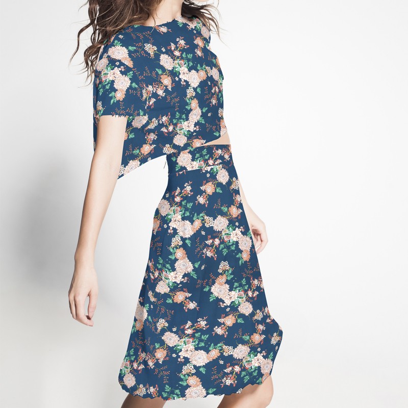Polyester-Gewebe Canard Blumen - Ribes y Casals