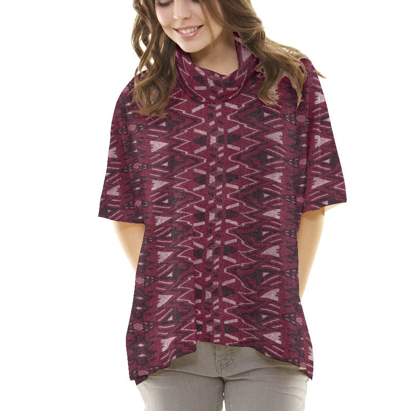 Poncho Rombo Granat Stoff - Ribes y Casals