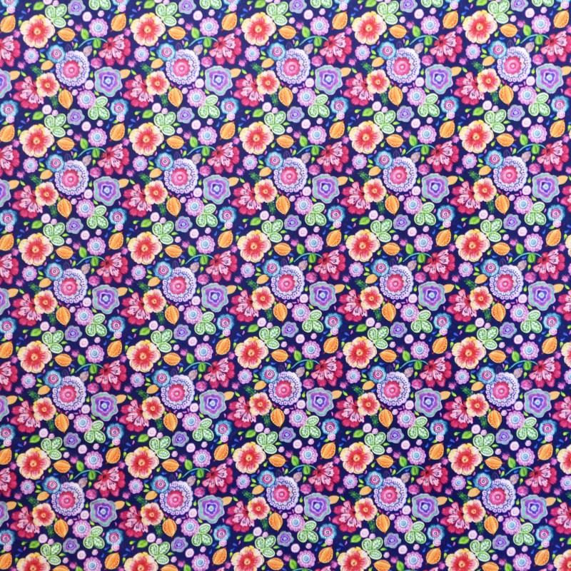 Hippie Blumen Bedruckte Popeline Lila - Ribes y Casals