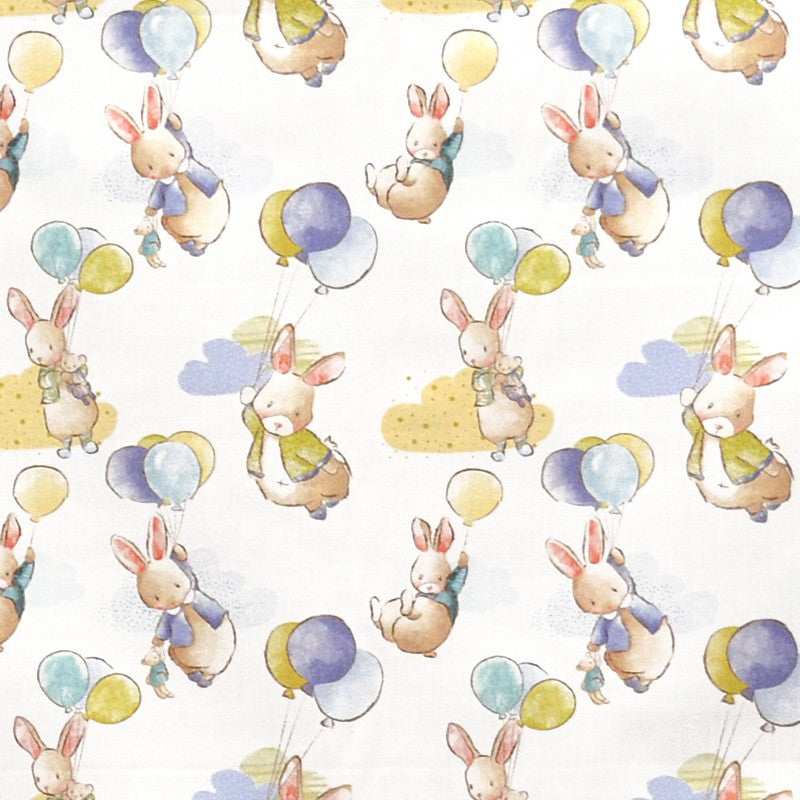 Baumwoll-Popeline Little Rabbit Weißer Baumwoll-Popeline-Stoff - Ribes y Casals