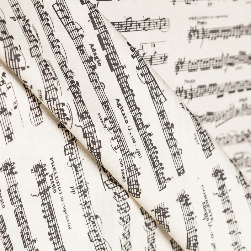 Baumwollpopeline Musiknoten Roh - Ribes y Casals