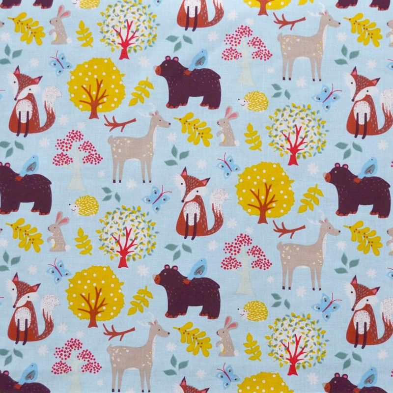 Popeline Baumwolle Baumwolle Fuchs Himmelblau Hintergrund - Ribes y Casals