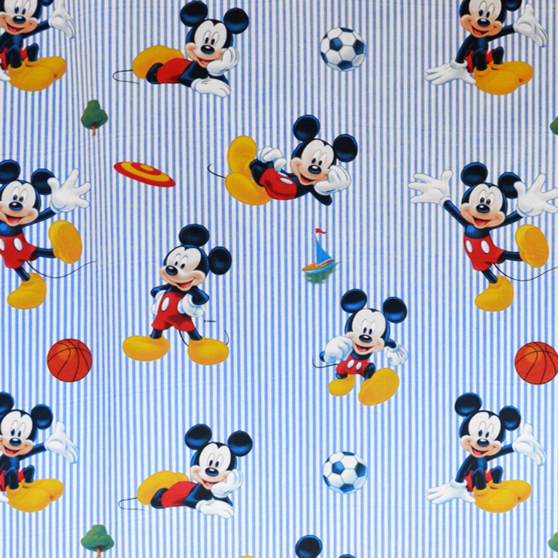 Disney Popeline-Stoff Disney Mickey Stripes Blau - Ribes y Casals