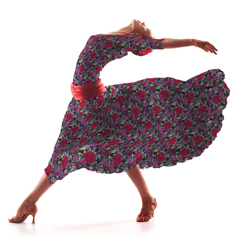 Flamenco Popeline Tuch Nelke Schwarzer Hintergrund - Ribes y Casals
