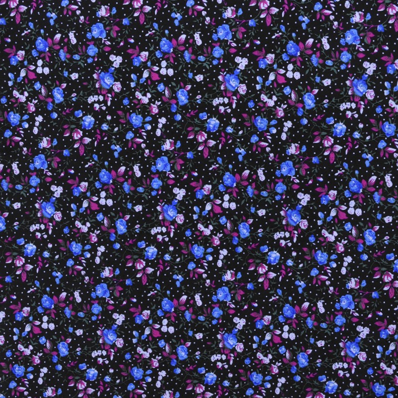 Popeline Flamenca Liberty Flor Blau Stoff - Ribes y Casals
