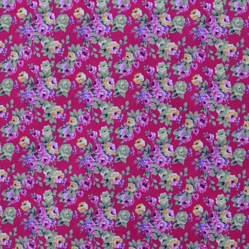 Flamenco-Popeline-Stoff Liberty Roses Fuchsia - Ribes y Casals