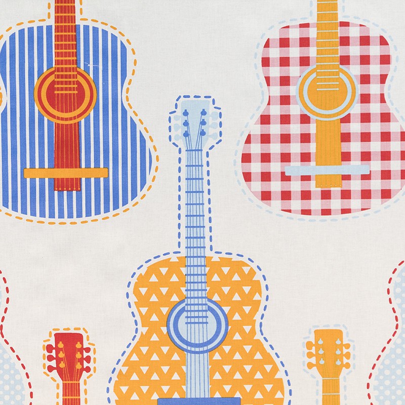 Popeline-Gewebe Guitars Ecru - Ribes y Casals