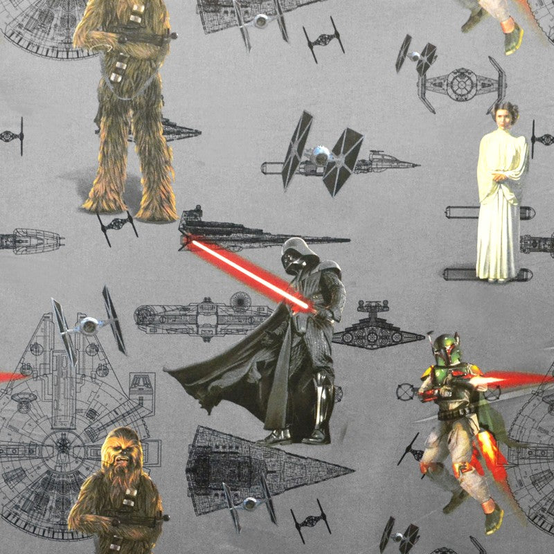 Star Wars Popeline-Stoff Grau - Ribes y Casals