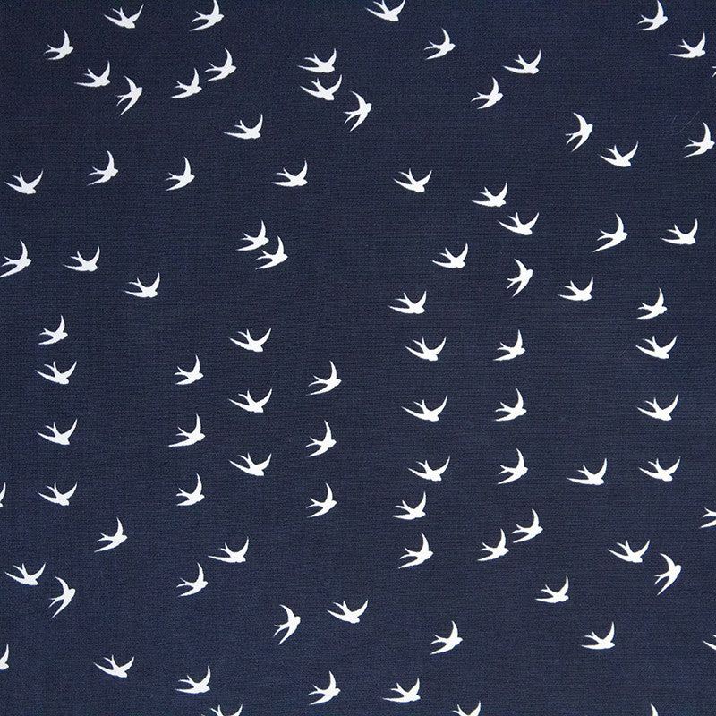 Marineblaue Vögel Stretch-Strickstoff - Ribes y Casals