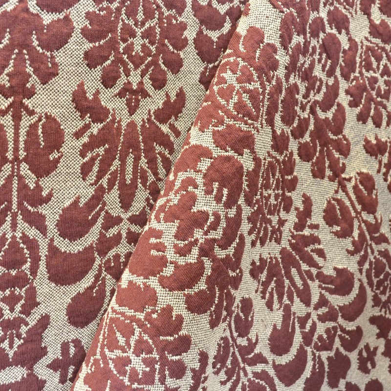 Granat Barock Jacquard-Strickstoff Maroon - Ribes y Casals