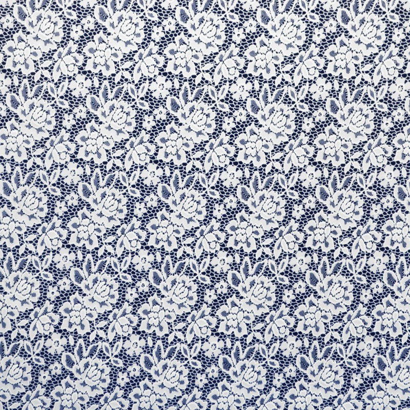 Marineblaues florales Lycra-Gestrick - Ribes y Casals
