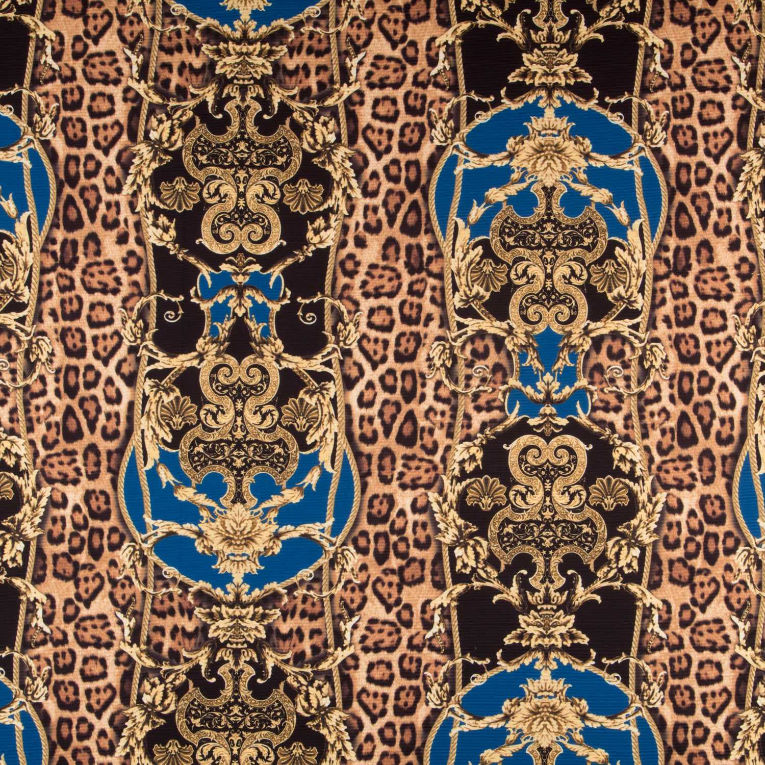 Ottomane Gestrickter Stoff Leopard Winter Winter Blau - Ribes y Casals