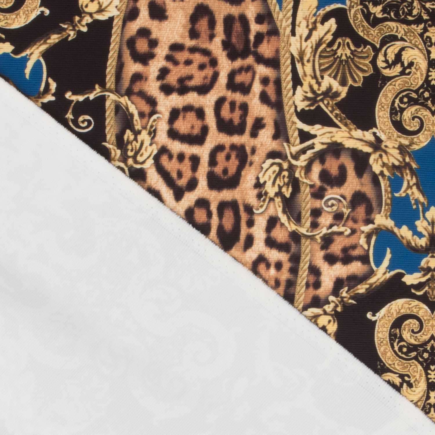 Ottomane Gestrickter Stoff Leopard Winter Winter Blau - Ribes y Casals