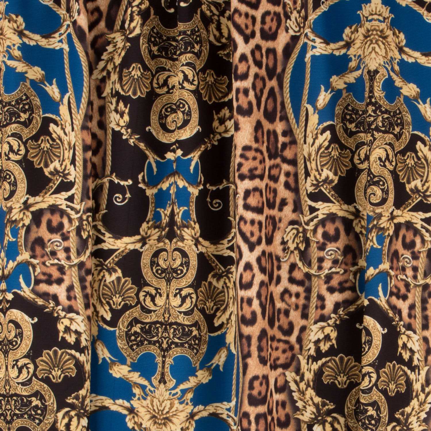 Ottomane Gestrickter Stoff Leopard Winter Winter Blau - Ribes y Casals