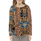 Ottomane Gestrickter Stoff Leopard Winter Winter Blau - Ribes y Casals